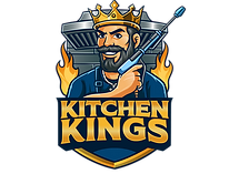 Kitchen Kings logo featuring a crowned man with a pressure washer and flames, representing Atlanta-based hood cleaning servic